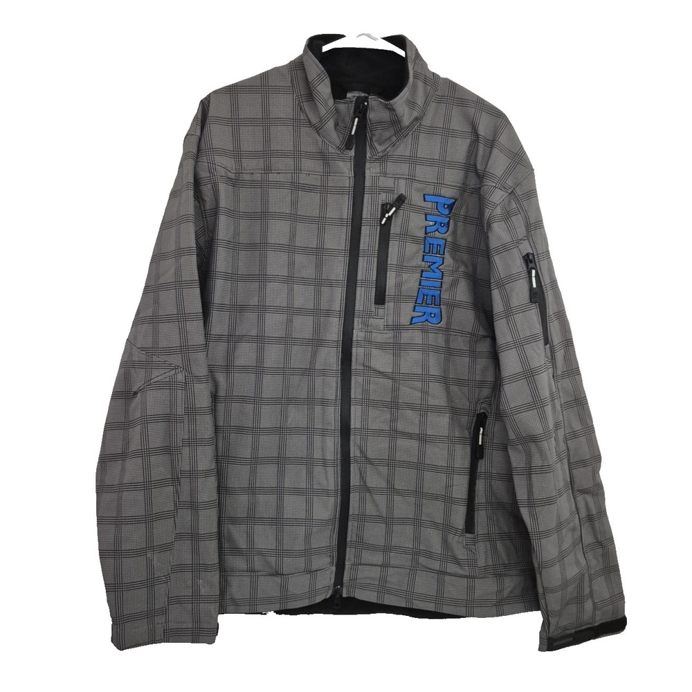 Roper Jacket Mens XL Gray Plaid‎ Premier Fleece Lined Long Sleeve Full Zip